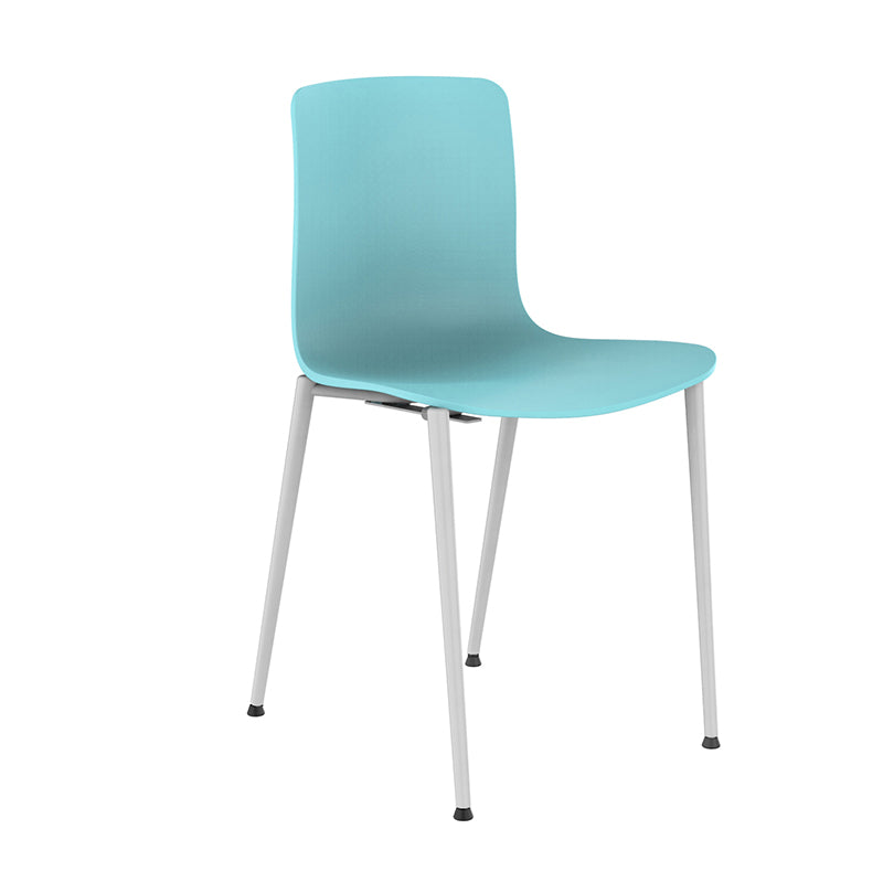 時尚餐桌椅,現代塑料一體成型座椅,搭配金屬或木質腿架。圖中展示藍色雪橇底座、橙色扶手款及黃色木腿款,適合家居或咖啡廳使用。Modern fashionable dining chairs with ergonomic molded plastic seats and metal or wood legs. Shown in blue sled base, orange with arms, and yellow wood legs variants for home or cafe.