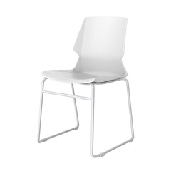 時尚餐桌椅,現代塑料一體成型座椅,搭配金屬或木質腿架。圖中展示藍色雪橇底座、橙色扶手款及黃色木腿款,適合家居或咖啡廳使用。Modern fashionable dining chairs with ergonomic molded plastic seats and metal or wood legs. Shown in blue sled base, orange with arms, and yellow wood legs variants for home or cafe.