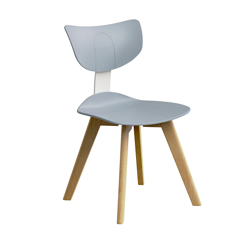 時尚餐桌椅,現代塑料一體成型座椅,搭配金屬或木質腿架。圖中展示藍色雪橇底座、橙色扶手款及黃色木腿款,適合家居或咖啡廳使用。Modern fashionable dining chairs with ergonomic molded plastic seats and metal or wood legs. Shown in blue sled base, orange with arms, and yellow wood legs variants for home or cafe.