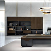 現代辦公室板式文件櫃 Modern office panel file cabinet 木紋灰色設計多層收納抽屜 wood grain gray multi-storage drawers