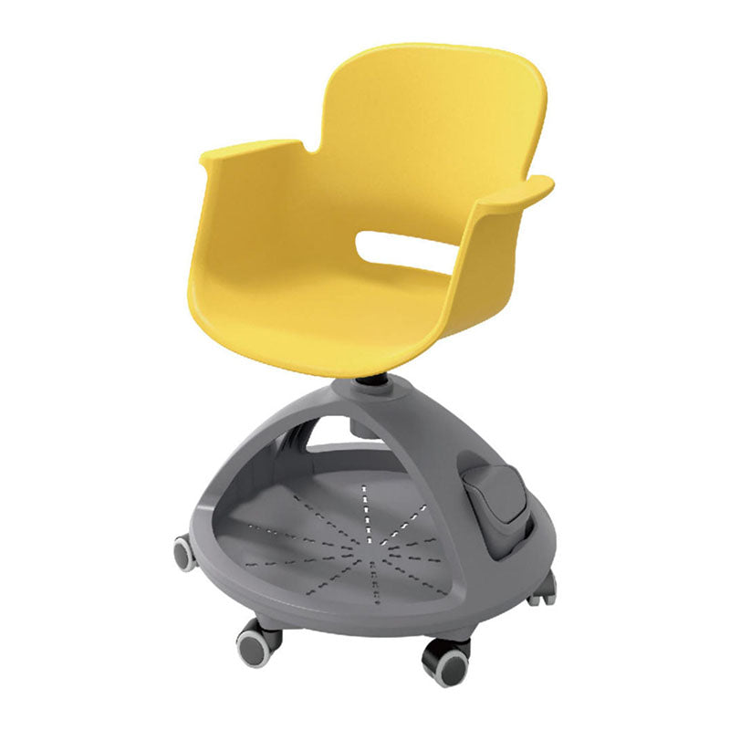 智慧教室多功能培訓椅,配備輪滑底座、翻轉書架、可調式記事板,白色座椅搭配彩色座墊設計。該培訓椅具有靈活性,適用於課堂討論、小組合作、互動教學等多種學習場景。整體設計簡潔現代,集成度高,提升課堂教學效率。Smart classroom multi-functional training chair with wheeled base, flip-around bookshelf, and adjustable writing tablet. Features white shell seat with colorful cushion options. Ideal for collaborative learning, group discussions, and interactive teaching. Modern, integrated design that enhances classroom efficiency and student engagement.