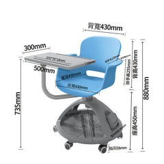智慧教室多功能培訓椅,配備輪滑底座、翻轉書架、可調式記事板,白色座椅搭配彩色座墊設計。該培訓椅具有靈活性,適用於課堂討論、小組合作、互動教學等多種學習場景。整體設計簡潔現代,集成度高,提升課堂教學效率。Smart classroom multi-functional training chair with wheeled base, flip-around bookshelf, and adjustable writing tablet. Features white shell seat with colorful cushion options. Ideal for collaborative learning, group discussions, and interactive teaching. Modern, integrated design that enhances classroom efficiency and student engagement.