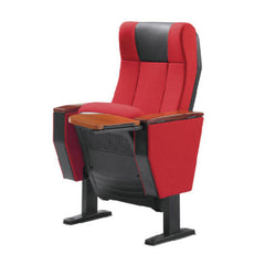 高級禮堂椅,紅布套升降靠背設計,配合鋁合金椅架,廣泛應用於演講廳、會議室、劇院等場景,提供舒適的觀看體驗。Premium auditorium seating chair with red upholstered backrest, aluminum frame structure. Ideal for theaters, conference halls, and lecture venues. Ergonomic design for optimal viewing comfort.