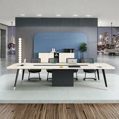 現代簡約會議桌配金屬腳架,適合創意辦公室傢俬及洽談區設計 Modern minimalist conference table with metal legs, suitable for creative office furniture and negotiation area design