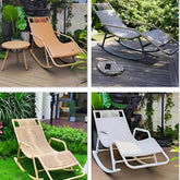 白色藤編戶外休閒搖椅,現代庭院家具 | 白色藤编户外休闲摇椅 | White wicker outdoor rocking lounger chair