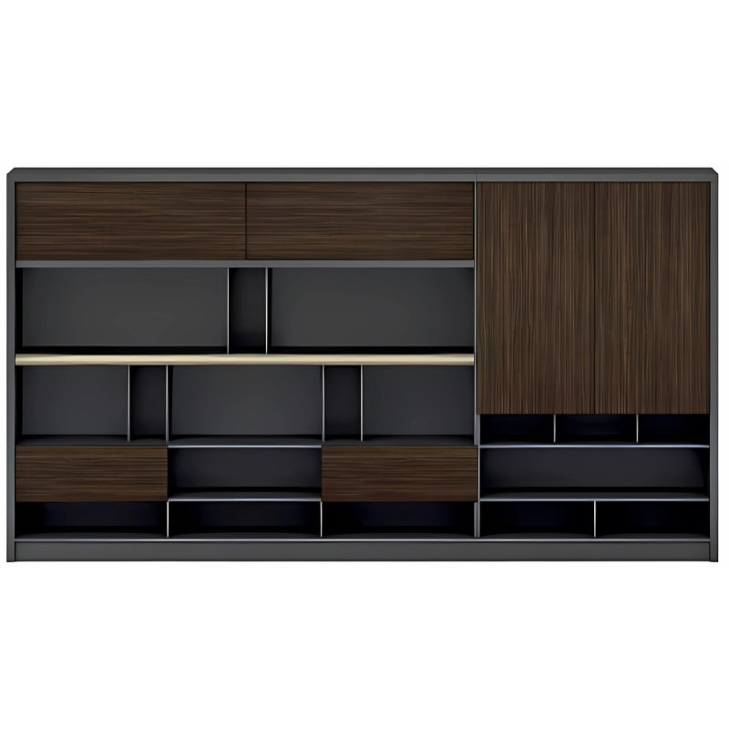 現代辦公室板式文件櫃 Modern office panel file cabinet 木紋灰色設計多層收納抽屜 wood grain gray multi-storage drawers