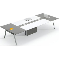 現代簡約會議桌配金屬腳架,適合創意辦公室傢俬及洽談區設計 Modern minimalist conference table with metal legs, suitable for creative office furniture and negotiation area design