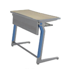 高級鋁合金課桌椅現代教室佈置,多套學生桌椅整齐排列,採用人體工學設計,適合學校培訓課室傢俬。Premium aluminum alloy school desk and chair set displayed in modern classroom layout, ergonomic design for students learning environment.