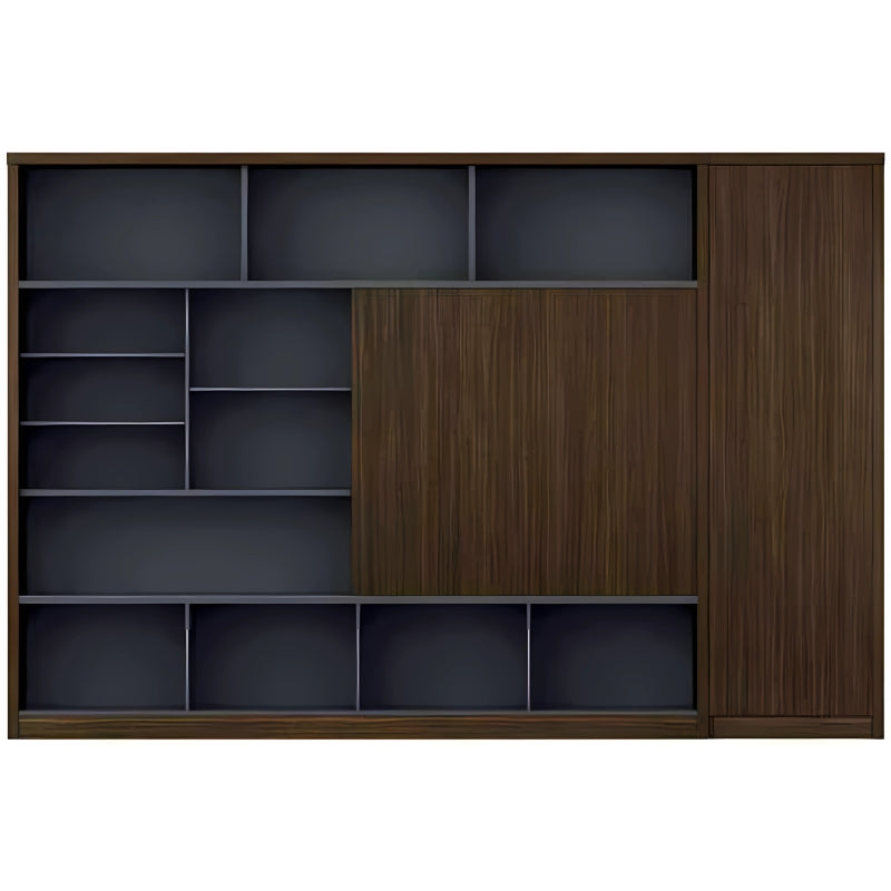 現代辦公室板式文件櫃 Modern office panel file cabinet 木紋灰色設計多層收納抽屜 wood grain gray multi-storage drawers