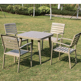 戶外全鋁桌椅組合,四張鋁椅配方形桌,適合香港花園、露台及戶外空間。Outdoor aluminium table and chairs set for garden, balcony, patio.