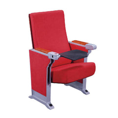 高級禮堂椅,紅布套升降靠背設計,配合鋁合金椅架,廣泛應用於演講廳、會議室、劇院等場景,提供舒適的觀看體驗。Premium auditorium seating chair with red upholstered backrest, aluminum frame structure. Ideal for theaters, conference halls, and lecture venues. Ergonomic design for optimal viewing comfort.