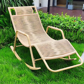 白色藤編戶外休閒搖椅,現代庭院家具 | 白色藤编户外休闲摇椅 | White wicker outdoor rocking lounger chair