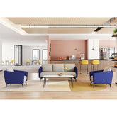 香港現代極簡休閑空間,含現代休閑沙發,時尚茶几,配辦公配件,適合當代設計。Hong Kong modern minimalist leisure space, including modern leisure sofa, stylish coffee table, with office accessories, suitable for contemporary design.