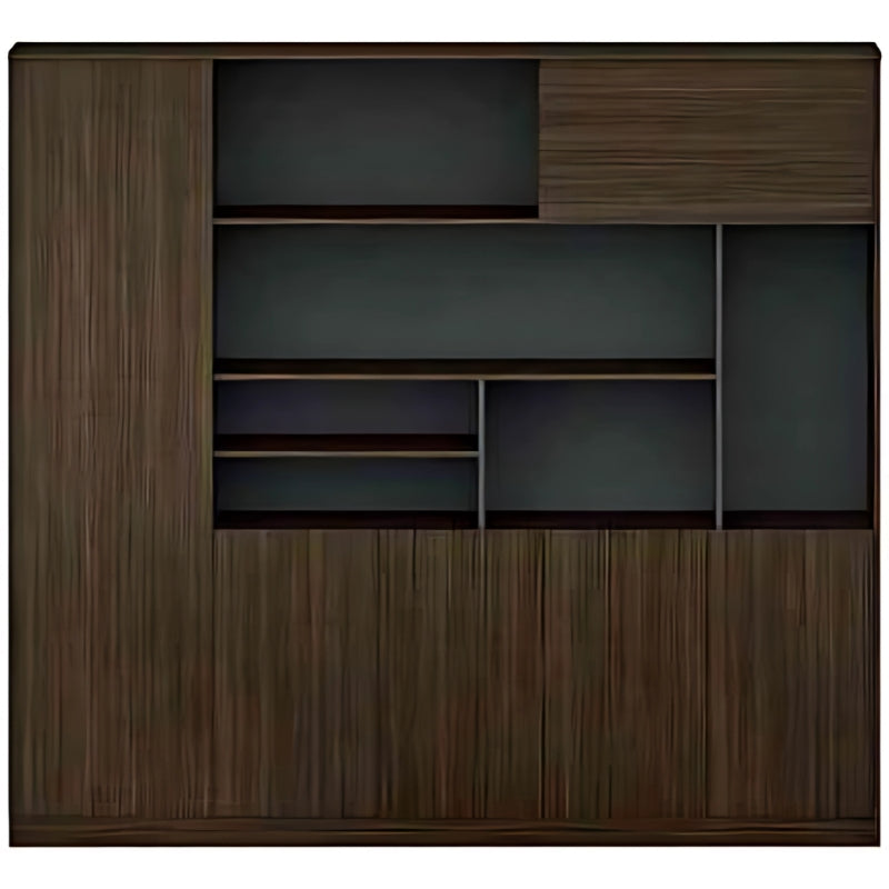 現代辦公室板式文件櫃 Modern office panel file cabinet 木紋灰色設計多層收納抽屜 wood grain gray multi-storage drawers