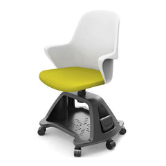 智慧教室多功能培訓椅,配備輪滑底座、翻轉書架、可調式記事板,白色座椅搭配彩色座墊設計。該培訓椅具有靈活性,適用於課堂討論、小組合作、互動教學等多種學習場景。整體設計簡潔現代,集成度高,提升課堂教學效率。Smart classroom multi-functional training chair with wheeled base, flip-around bookshelf, and adjustable writing tablet. Features white shell seat with colorful cushion options. Ideal for collaborative learning, group discussions, and interactive teaching. Modern, integrated design that enhances classroom efficiency and student engagement.