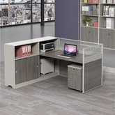 Office desk, Modern desk, Laptop desk,現代隔間辦公桌帶筆記型電腦和打印機
