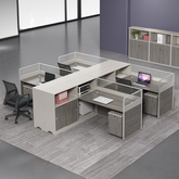 Office desk, Modern desk, Laptop desk,現代隔間辦公桌帶筆記型電腦和打印機