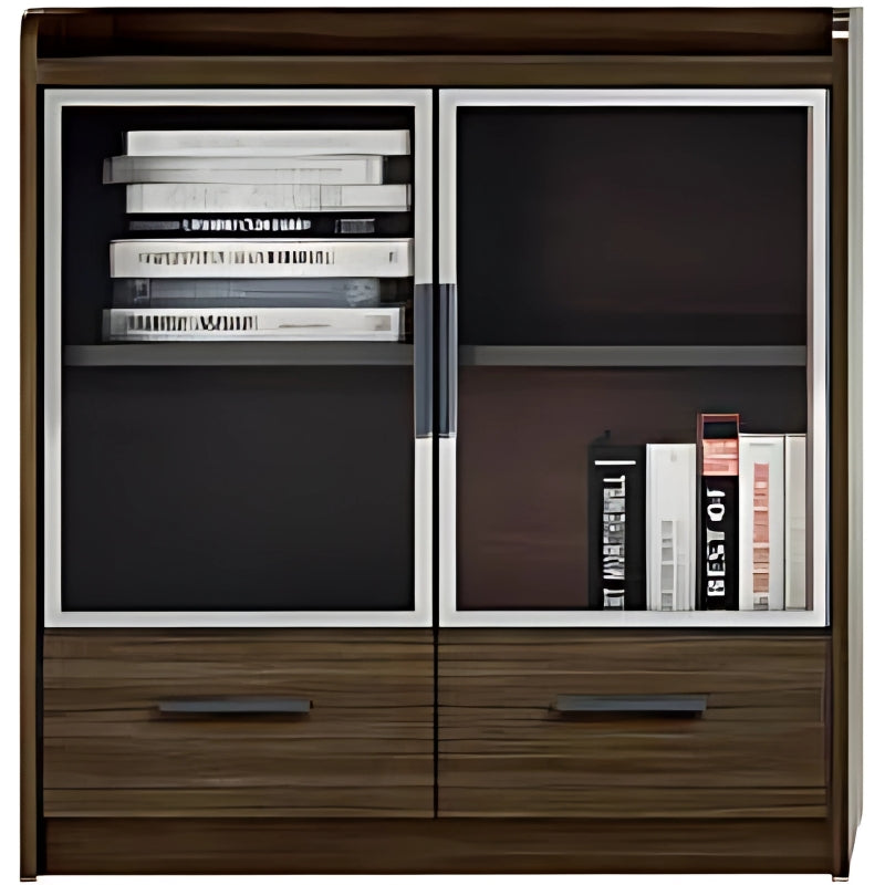 現代辦公室板式文件櫃 Modern office panel file cabinet 木紋灰色設計多層收納抽屜 wood grain gray multi-storage drawers