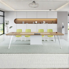 現代簡約會議桌配金屬腳架,適合創意辦公室傢俬及洽談區設計 Modern minimalist conference table with metal legs, suitable for creative office furniture and negotiation area design