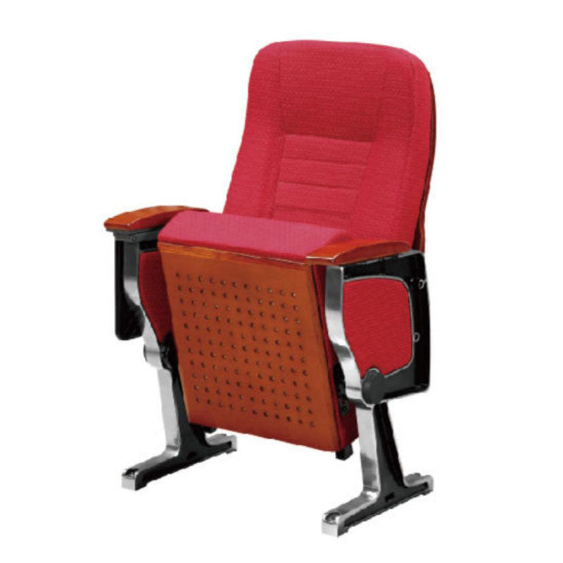 高級禮堂椅,紅布套升降靠背設計,配合鋁合金椅架,廣泛應用於演講廳、會議室、劇院等場景,提供舒適的觀看體驗。Premium auditorium seating chair with red upholstered backrest, aluminum frame structure. Ideal for theaters, conference halls, and lecture venues. Ergonomic design for optimal viewing comfort.