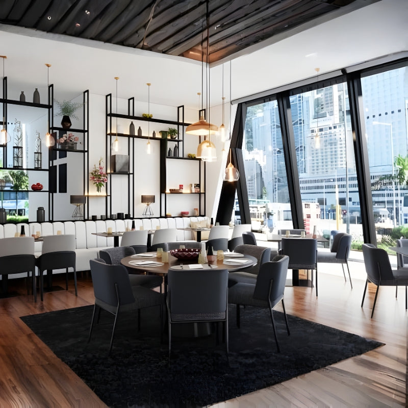 高級簡約餐椅,一體成型椅背設計,簡潔優雅的輪廓線條,適合現代居家和商業空間餐廳佈置 This high-end minimalist dining chair features an integrated backrest design with simple and elegant contour lines, making it suitable for modern home and commercial space restaurant settings.