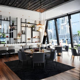 高級簡約餐椅,一體成型椅背設計,簡潔優雅的輪廓線條,適合現代居家和商業空間餐廳佈置 This high-end minimalist dining chair features an integrated backrest design with simple and elegant contour lines, making it suitable for modern home and commercial space restaurant settings.