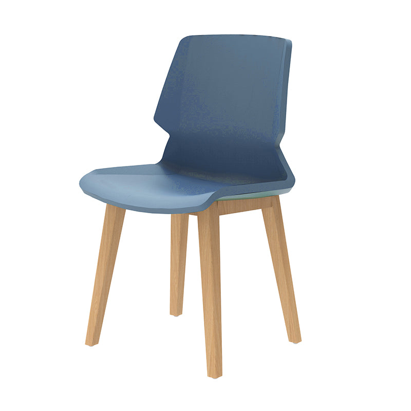 時尚餐桌椅,現代塑料一體成型座椅,搭配金屬或木質腿架。圖中展示藍色雪橇底座、橙色扶手款及黃色木腿款,適合家居或咖啡廳使用。Modern fashionable dining chairs with ergonomic molded plastic seats and metal or wood legs. Shown in blue sled base, orange with arms, and yellow wood legs variants for home or cafe.