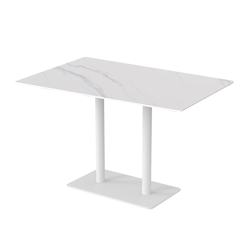 輕奢仿大理石紋餐桌|白色石紋桌面搭配黑色金屬中柱腳,四人位現代餐廳皮質餐椅組合。現代簡約咖啡餐桌|淺木紋桌面白色中柱圓盤底座,搭配曲木靠背椅,休閒咖啡廳雙人座位。Modern cafe table with light wood top and white pedestal base, paired with curved plywood chairs, casual coffee shop seating。Luxury faux marble dining table, white stone-look top with black pedestal base, modern 4-person leather chair dining set