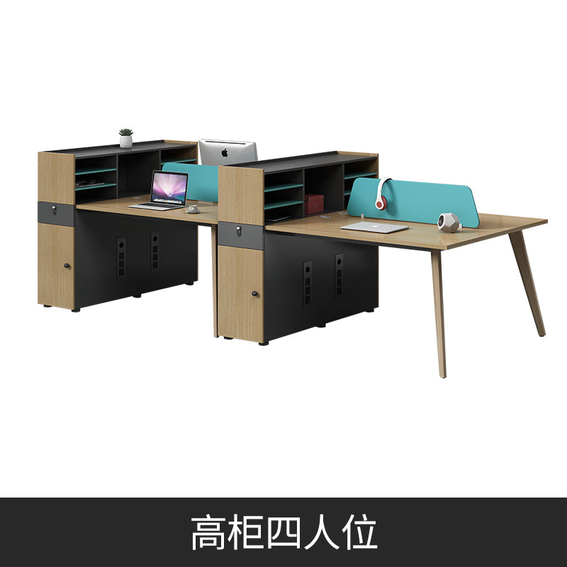 高櫃 環保板材 實木桌腳 多功能 固定櫃 木製 辦公室 簡約 現代 辦公家具 辦公桌 組合 時尚 辦公 用品 家具 設計 職員枱 工作枱 服務 環保板材