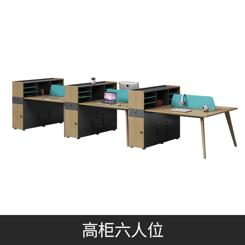 高櫃 環保板材 實木桌腳 多功能 固定櫃 木製 辦公室 簡約 現代 辦公家具 辦公桌 組合 時尚 辦公 用品 家具 設計 職員枱 工作枱 服務 環保板材