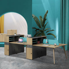 高櫃 環保板材 實木桌腳 多功能 固定櫃 木製 辦公室 簡約 現代 辦公家具 辦公桌 組合 時尚 辦公 用品 家具 設計 職員枱 工作枱 服務 環保板材