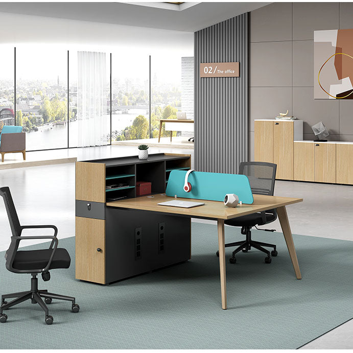 高櫃 環保板材 實木桌腳 多功能 固定櫃 木製 辦公室 簡約 現代 辦公家具 辦公桌 組合 時尚 辦公 用品 家具 設計 職員枱 工作枱 服務 環保板材