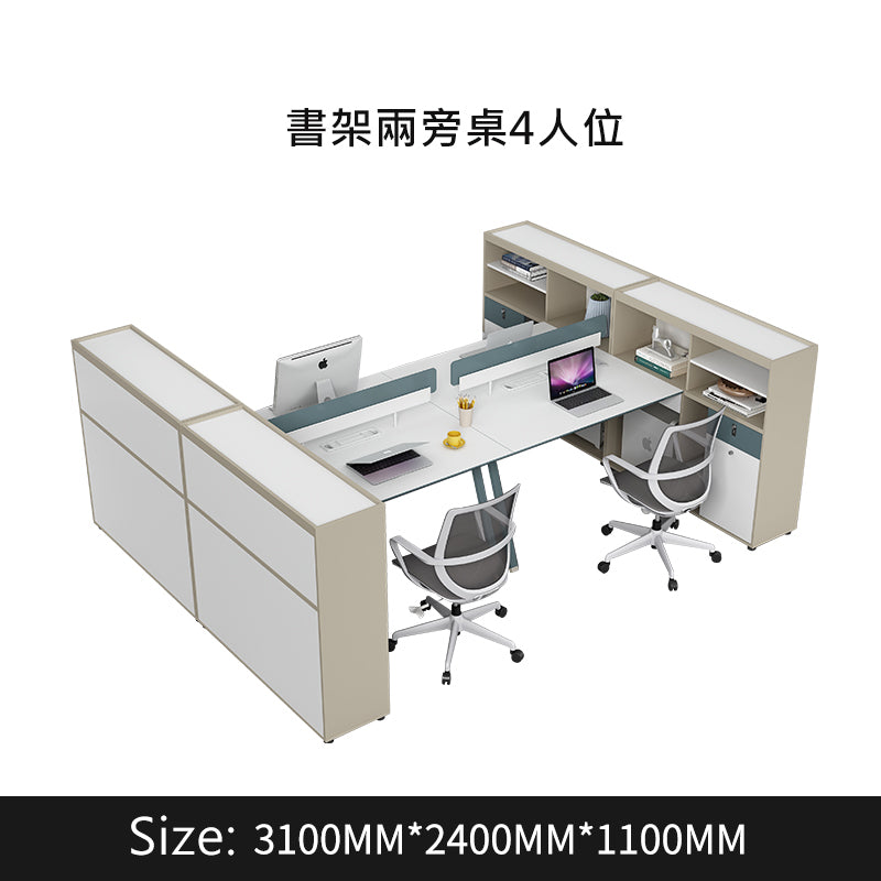 小清新書架辦公枱 Simple Fashionable Office Desk with Bookcase 香港辦公室傢俬及設計工程中心 Branding Works Furniture & Office Design
