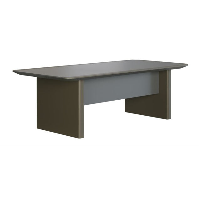 企業會議室展示大型會議桌配藍灰色座椅、現代照明系統及城市景觀窗,適合高階商務洽談與決策會議Corporate conference room showcasing large meeting table with blue-gray seating, modern lighting system and cityscape windows for executive meetings