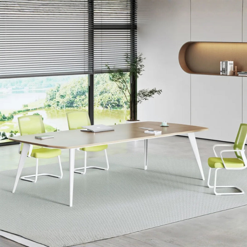 現代簡約會議桌配金屬腳架，適合創意辦公室傢俬及洽談區設計 Modern minimalist conference table with metal legs, suitable for creative office furniture and negotiation area design