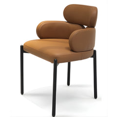 高級簡約餐椅，一體成型椅背設計，簡潔優雅的輪廓線條，適合現代居家和商業空間餐廳佈置 This high-end minimalist dining chair features an integrated backrest design with simple and elegant contour lines, making it suitable for modern home and commercial space restaurant settings.