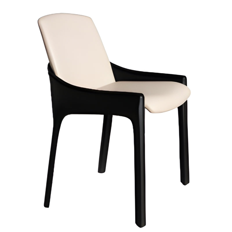 高級簡約餐椅，一體成型椅背設計，簡潔優雅的輪廓線條，適合現代居家和商業空間餐廳佈置 This high-end minimalist dining chair features an integrated backrest design with simple and elegant contour lines, making it suitable for modern home and commercial space restaurant settings.