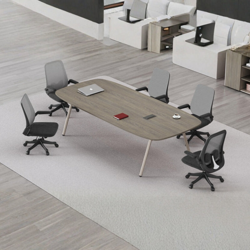 現代簡約會議桌配金屬腳架，適合創意辦公室傢俬及洽談區設計 Modern minimalist conference table with metal legs, suitable for creative office furniture and negotiation area design