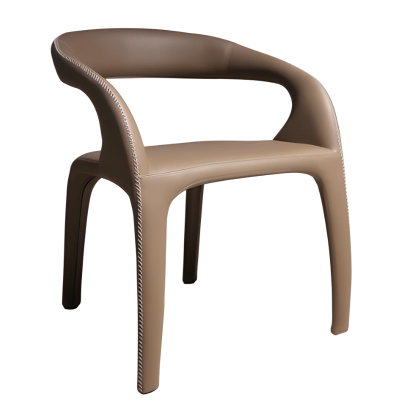 高級簡約餐椅，一體成型椅背設計，簡潔優雅的輪廓線條，適合現代居家和商業空間餐廳佈置 This high-end minimalist dining chair features an integrated backrest design with simple and elegant contour lines, making it suitable for modern home and commercial space restaurant settings.