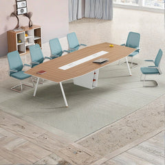 現代簡約會議桌配金屬腳架，適合創意辦公室傢俬及洽談區設計 Modern minimalist conference table with metal legs, suitable for creative office furniture and negotiation area design