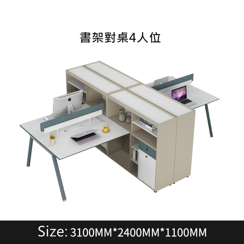 小清新書架辦公枱 Simple Fashionable Office Desk with Bookcase 香港辦公室傢俬及設計工程中心 Branding Works Furniture & Office Design
